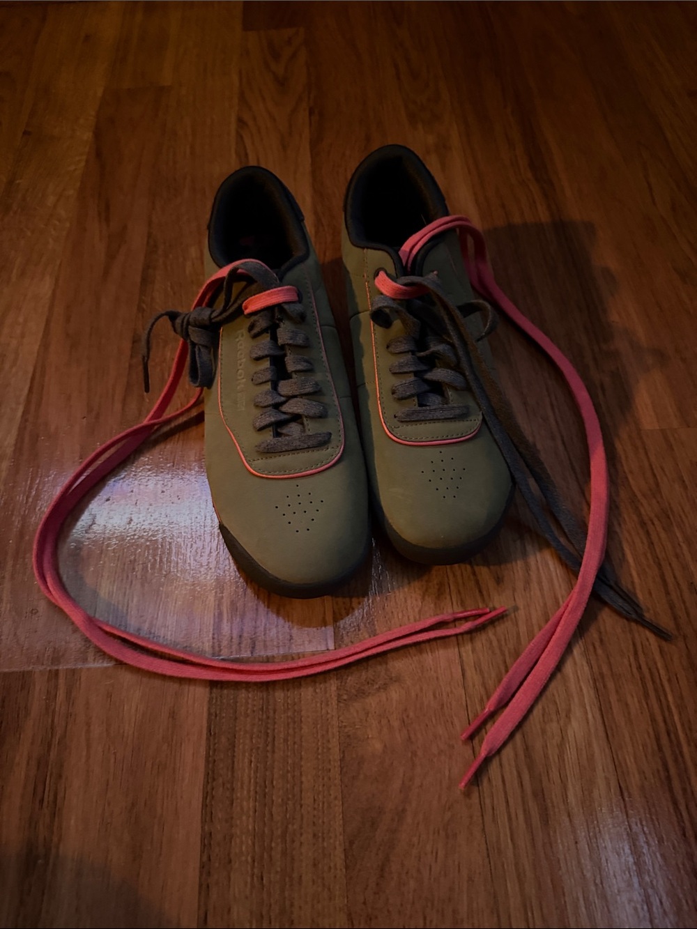 Reebok Green Sneakers with Pink Trim